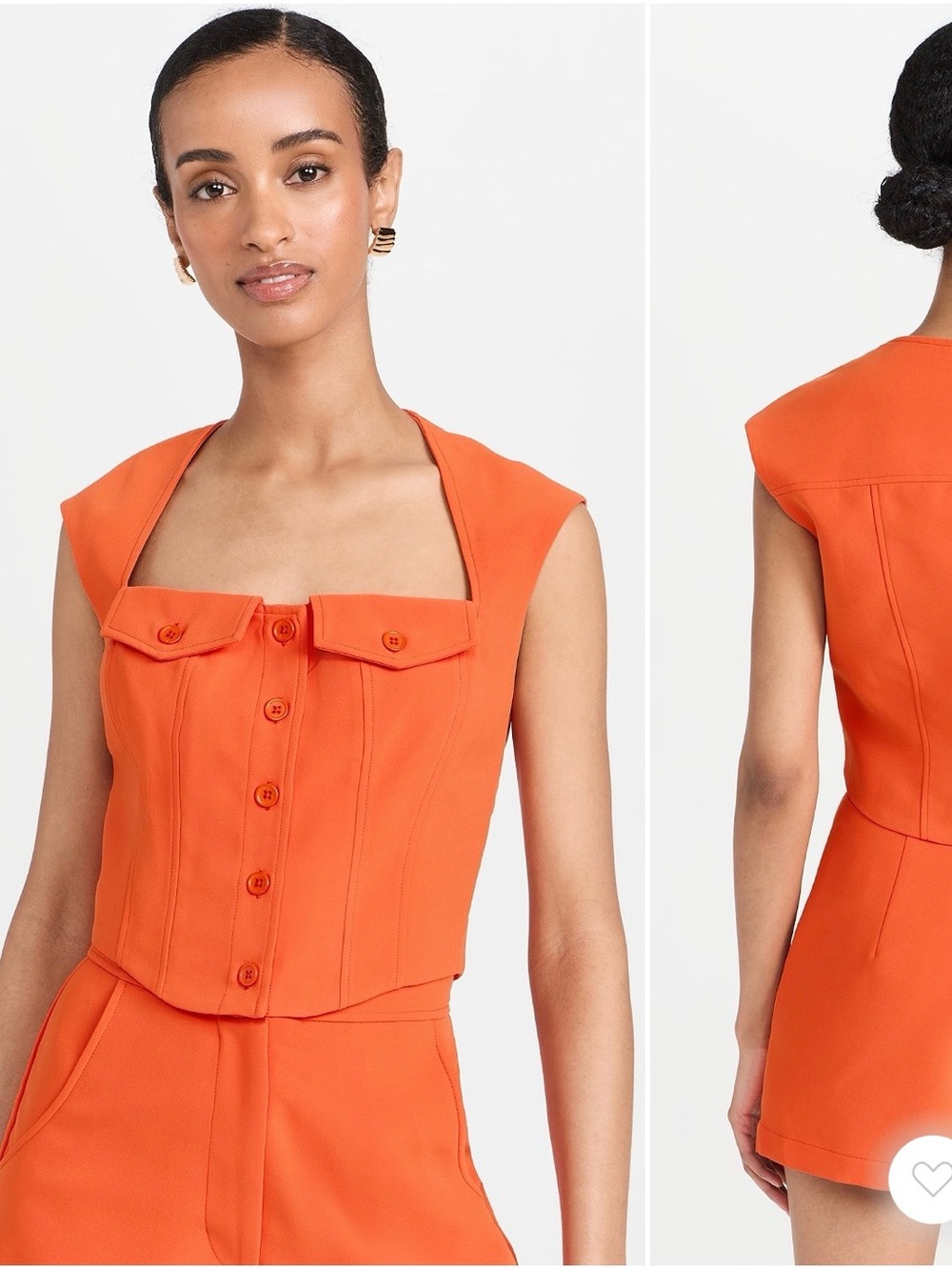 Amanda Uprichard Scarlet Button-Front Crop Top